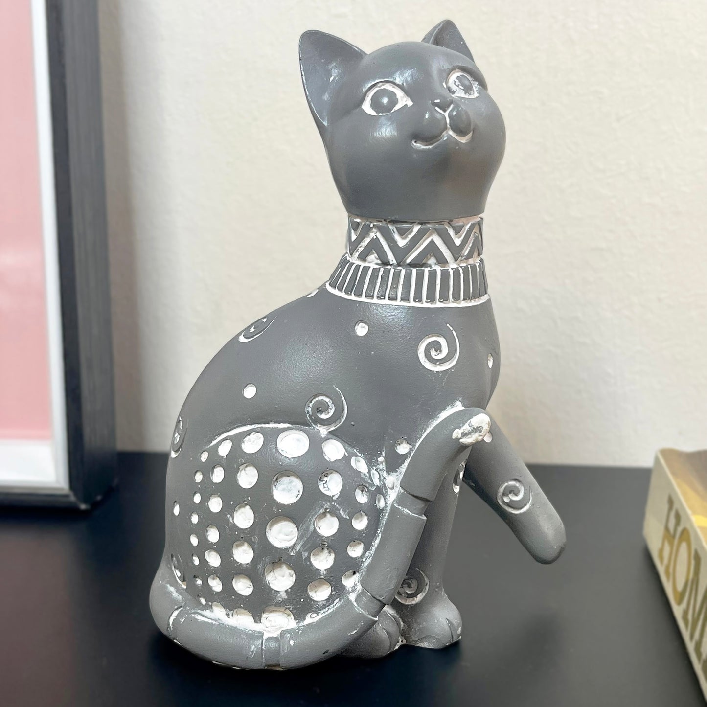 Country Grey Sitting Cat Ornament