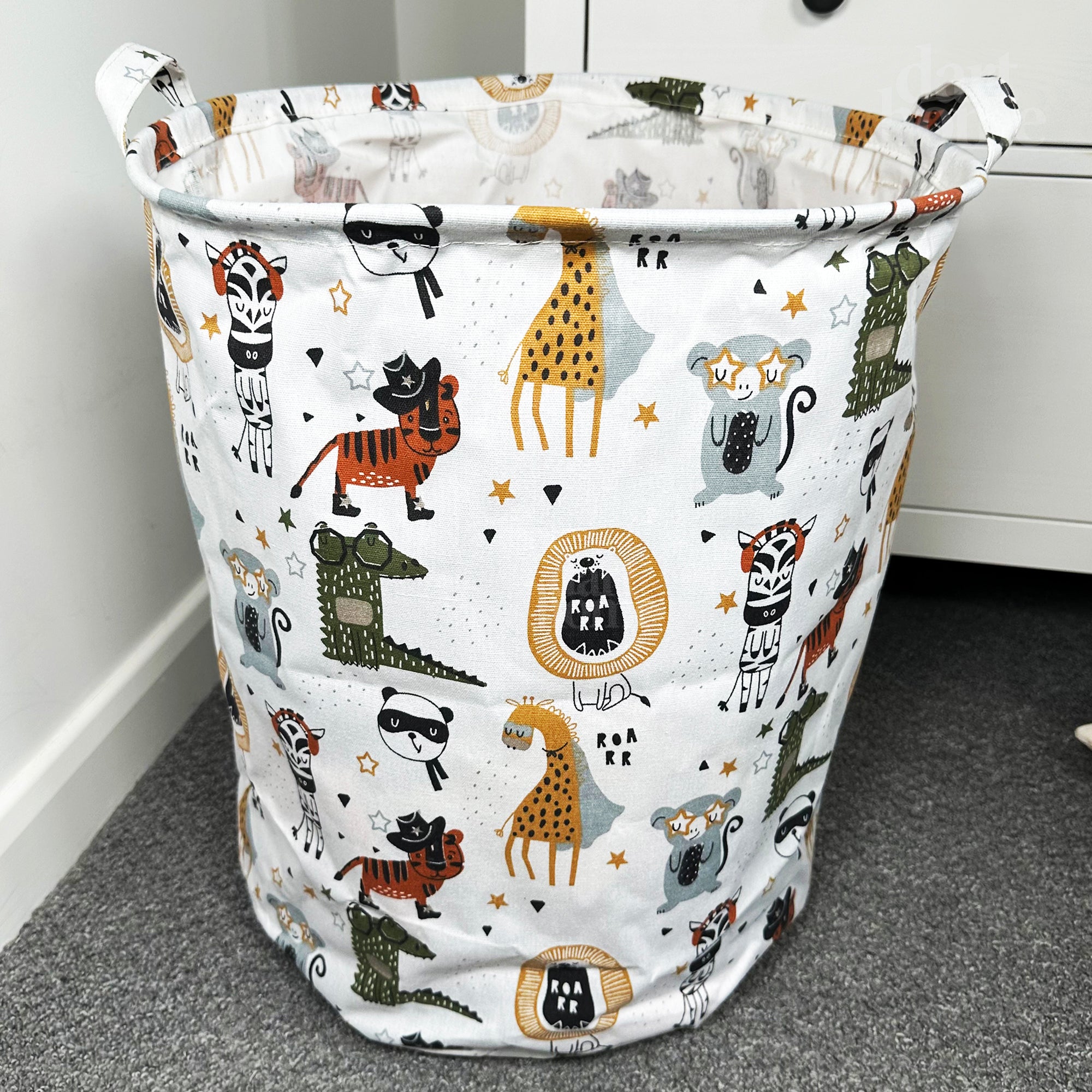 White Cartoon Animal Laundry Bag