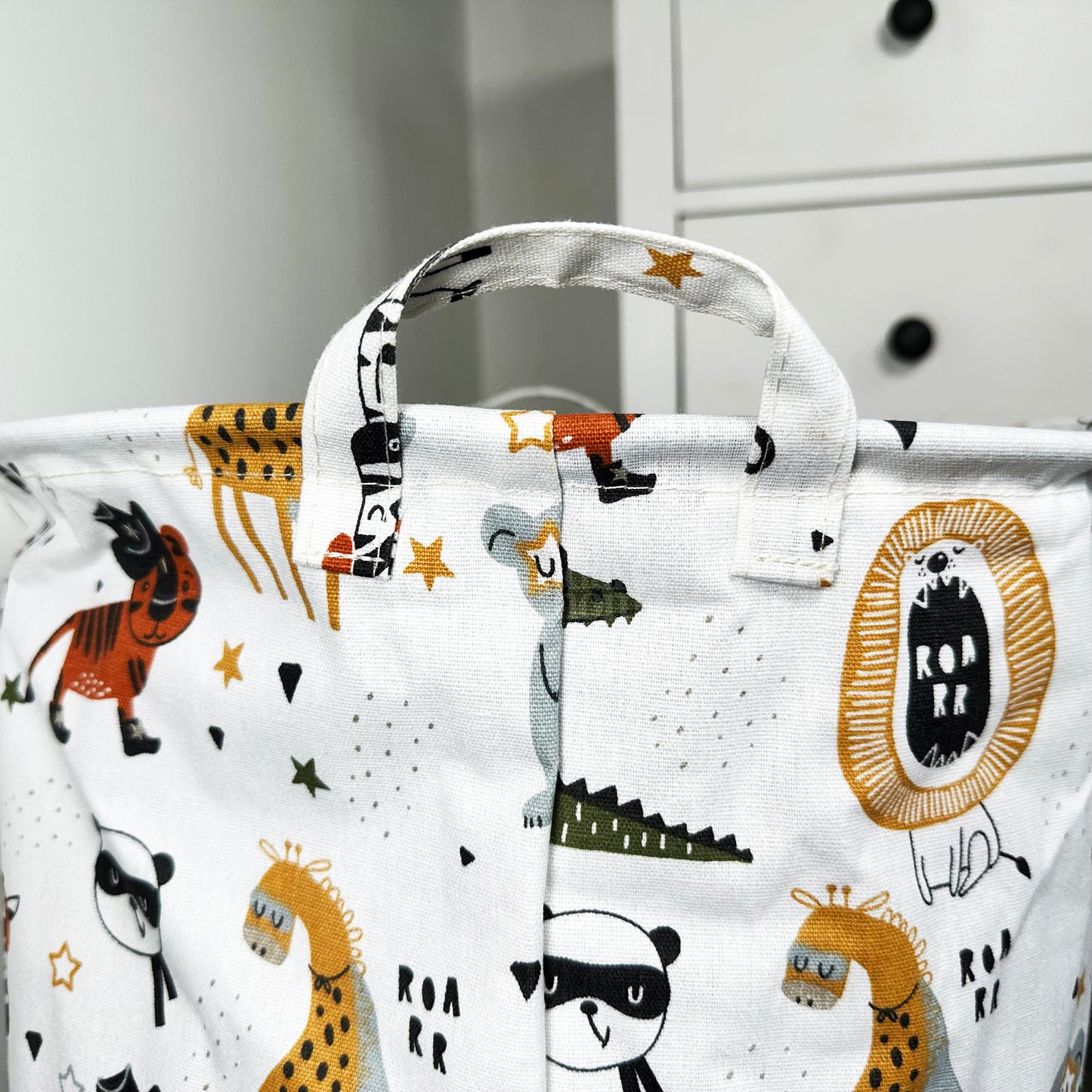 White Cartoon Animal Laundry Bag