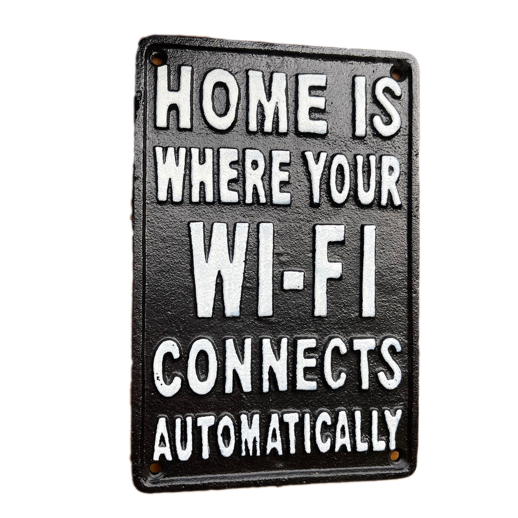 Wifi verbindet sich automatisch. Wandschild aus Gusseisen, 21 cm