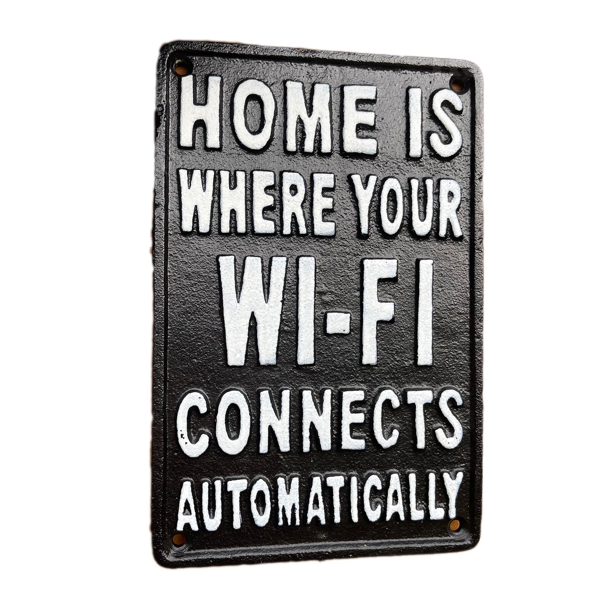 Wifi verbindet sich automatisch. Wandschild aus Gusseisen, 21 cm