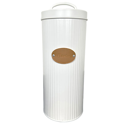 White Ribbed Pasta Jar With Lid