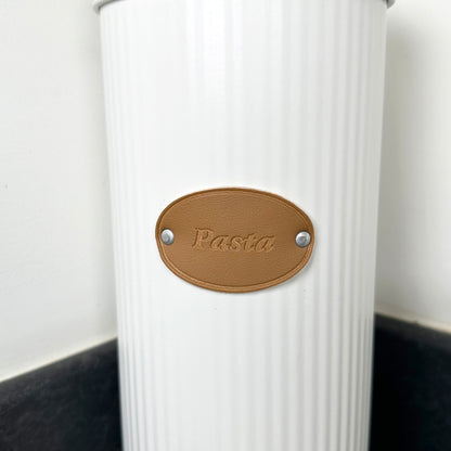 White Ribbed Pasta Jar With Lid