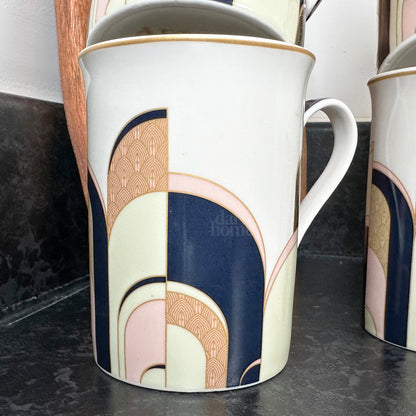 Set Of 4 Art Deco Fine China Mugs