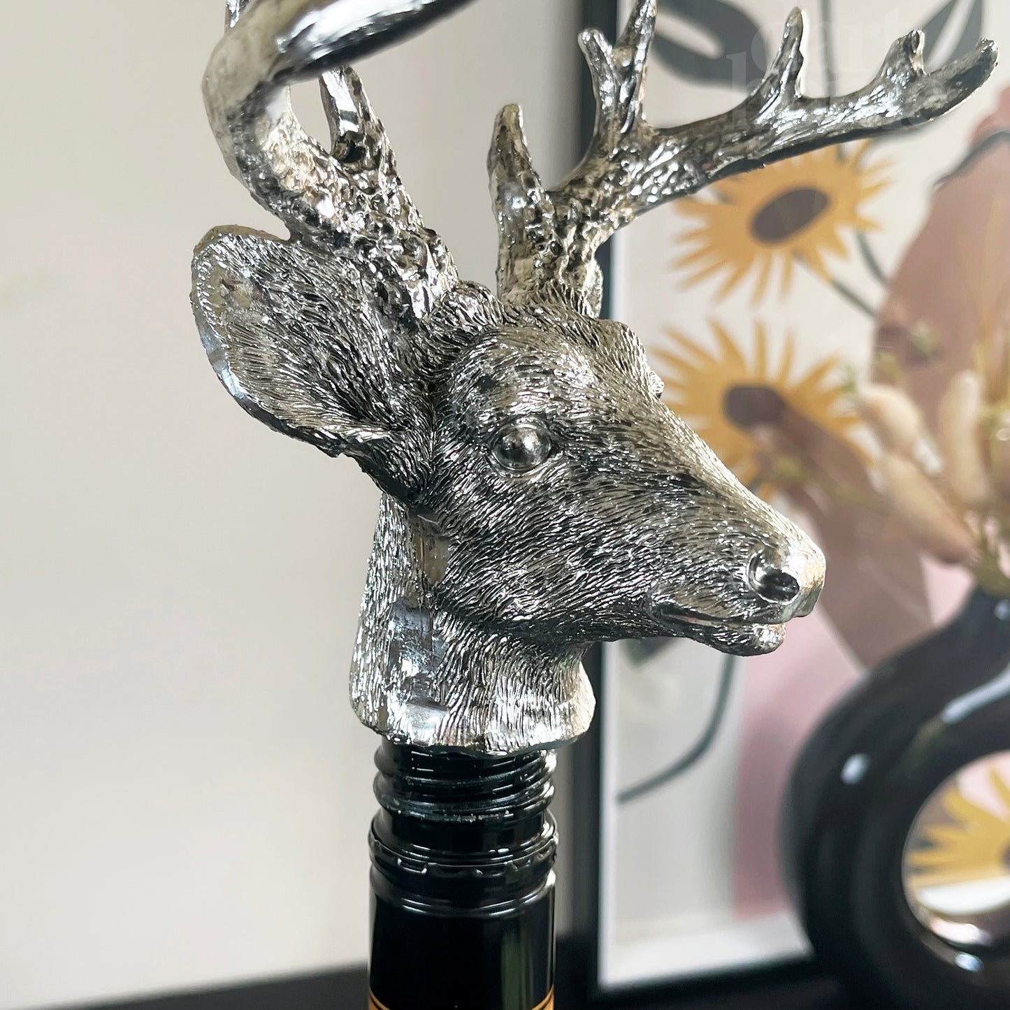 Set Of 2 Silver Stag Bottle Tops