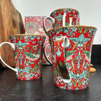 Set mit 4 William Morris Strawberry Thief Tassen in Geschenkbox