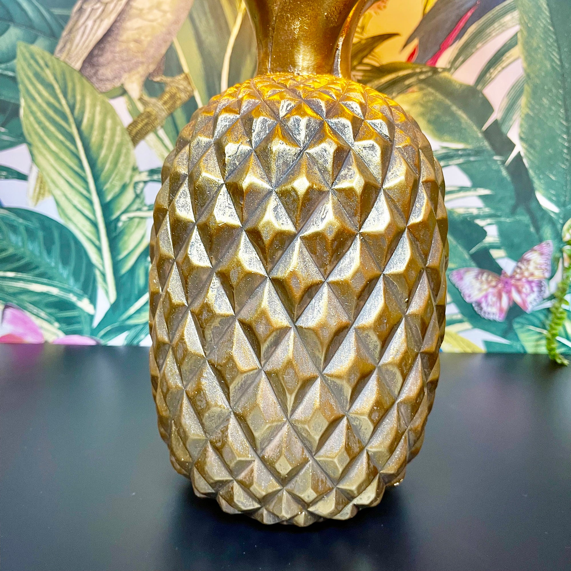 Gold Pineapple Lamp With Black Shade