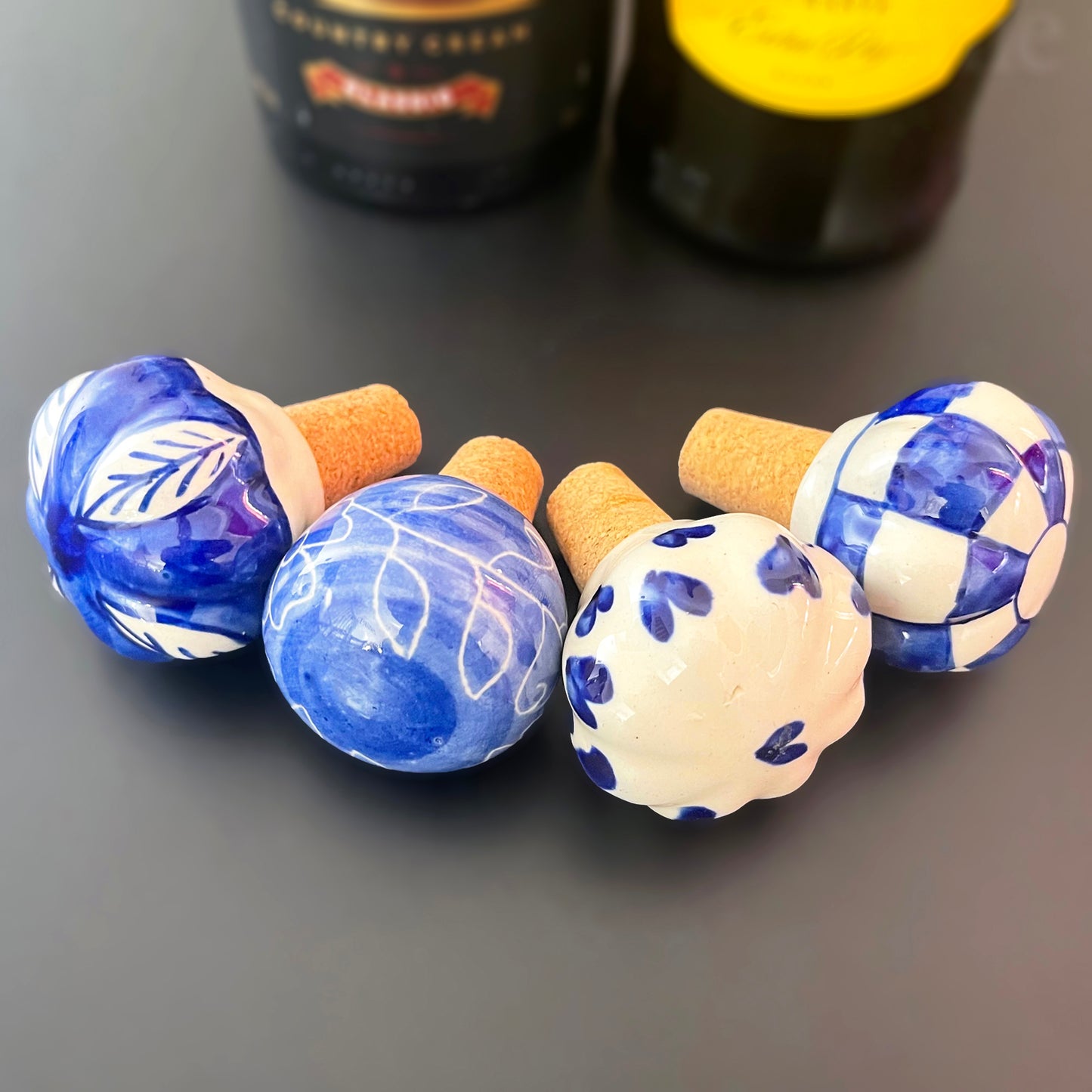 Mediterranean Ceramic Wine Cork Bottle Stoppers