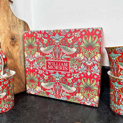 Set Of 4 William Morris Strawberry Thief Mugs Gift Boxed