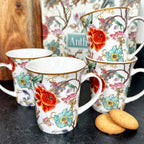 Set Of 4 William Morris Anthina Mugs Gift Boxed