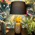 Gold Pineapple Lamp With Black Shade