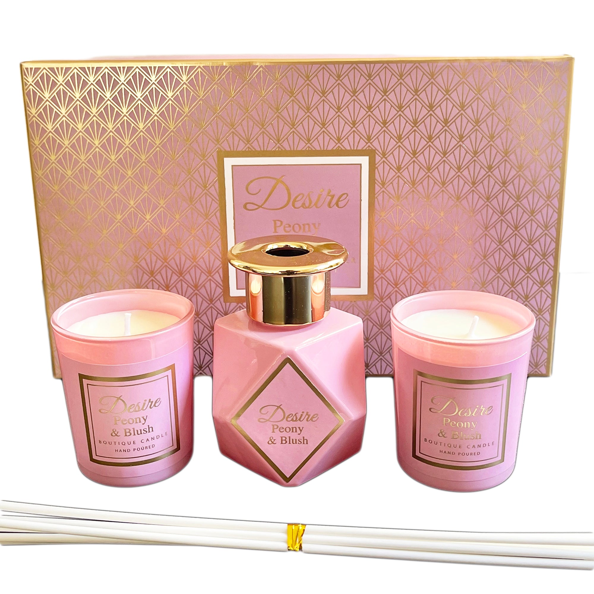 Peony & Blush Candle Diffuser Set