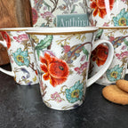 Set Of 4 William Morris Anthina Mugs Gift Boxed