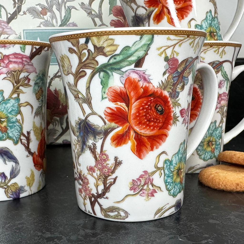 Set Of 4 William Morris Anthina Mugs Gift Boxed
