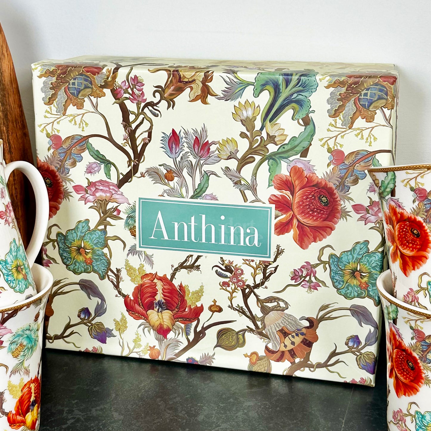 Set Of 4 William Morris Anthina Mugs Gift Boxed