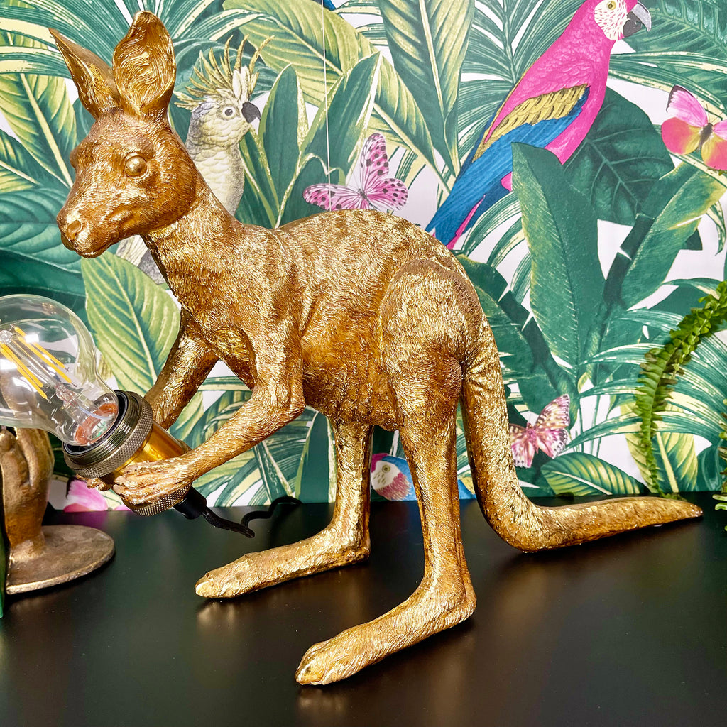 Goldene Känguru-Tischlampe