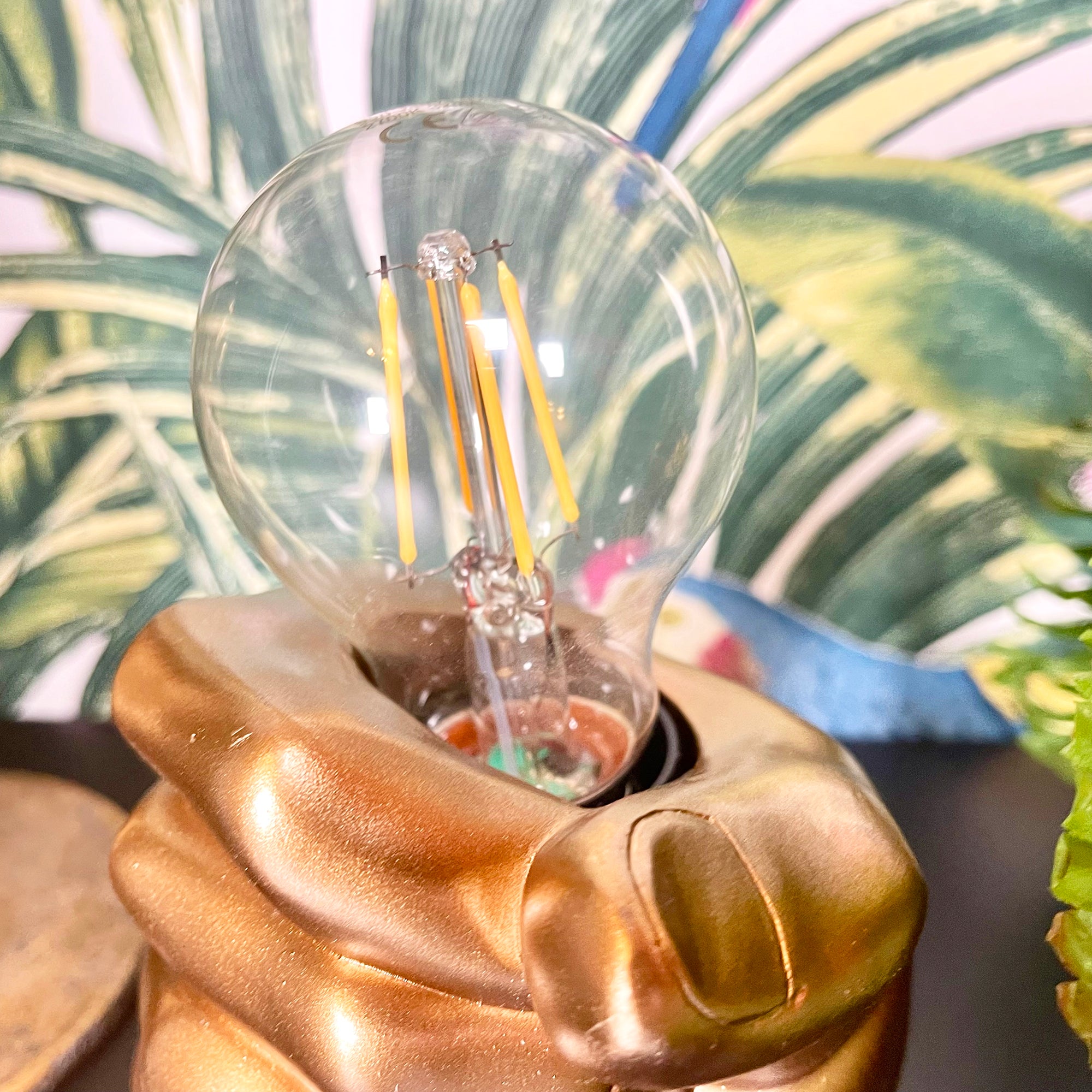 Golden Fist Shadeless Table Lamp