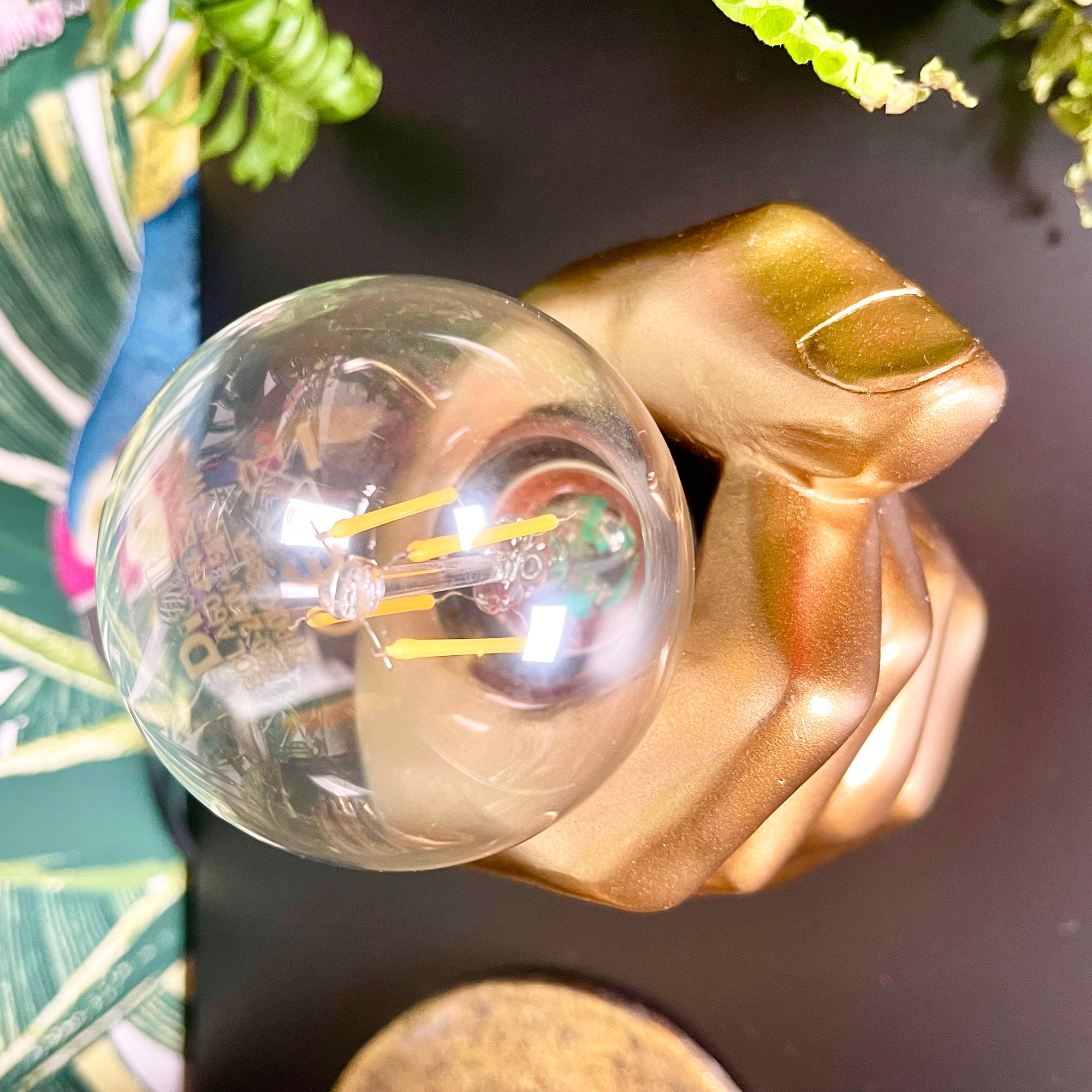 Golden Fist Shadeless Table Lamp