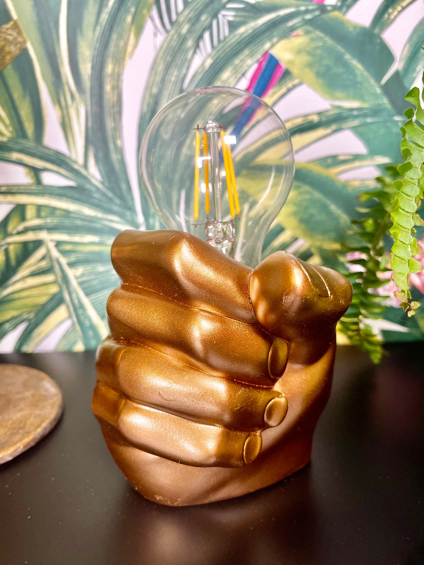 Golden Fist Shadeless Table Lamp
