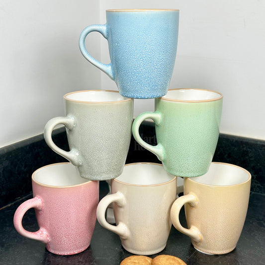 Set Of 6 Pastel Reactive Glaze 340ml Mugs