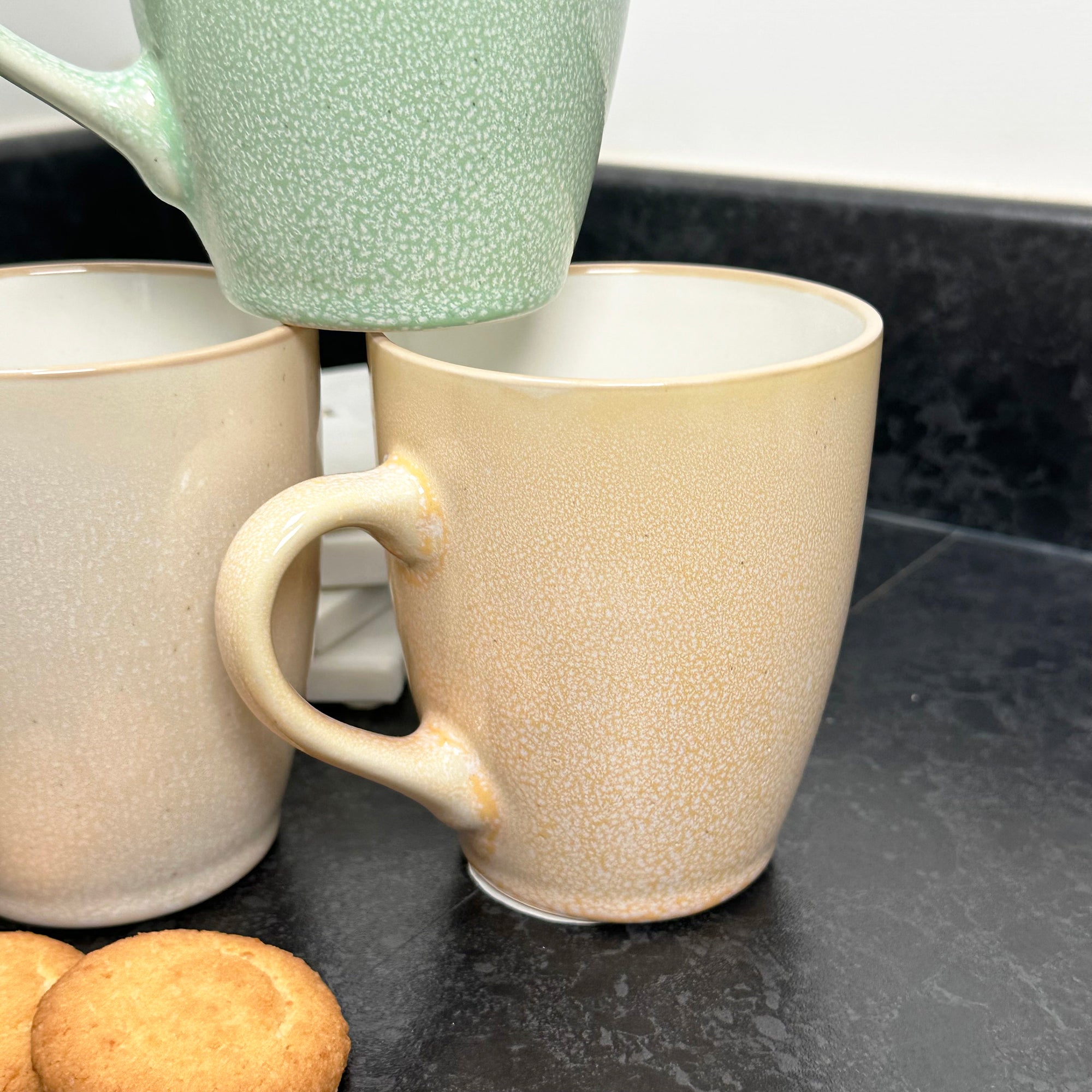 Set Of 6 Pastel Reactive Glaze 340ml Mugs