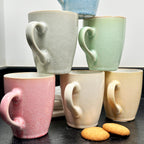 Set Of 6 Pastel Reactive Glaze 340ml Mugs