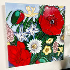 Red Poppy Garden Ceramic Tile Wall Art
