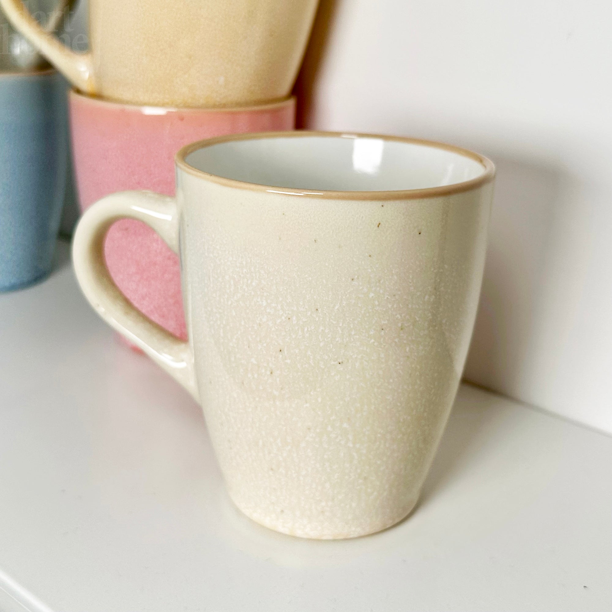Set Of 6 Pastel Reactive Glaze 340ml Mugs