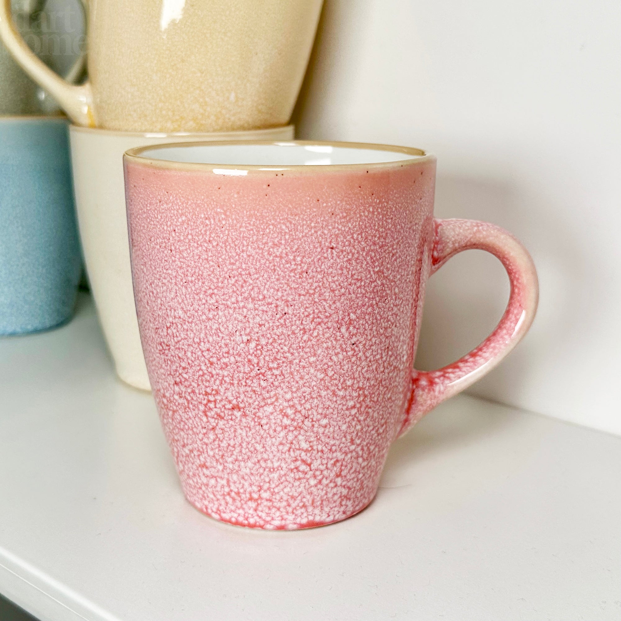 Set Of 6 Pastel Reactive Glaze 340ml Mugs