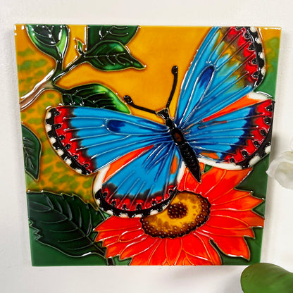 Butterfly Garden Ceramic Tile Wall Art