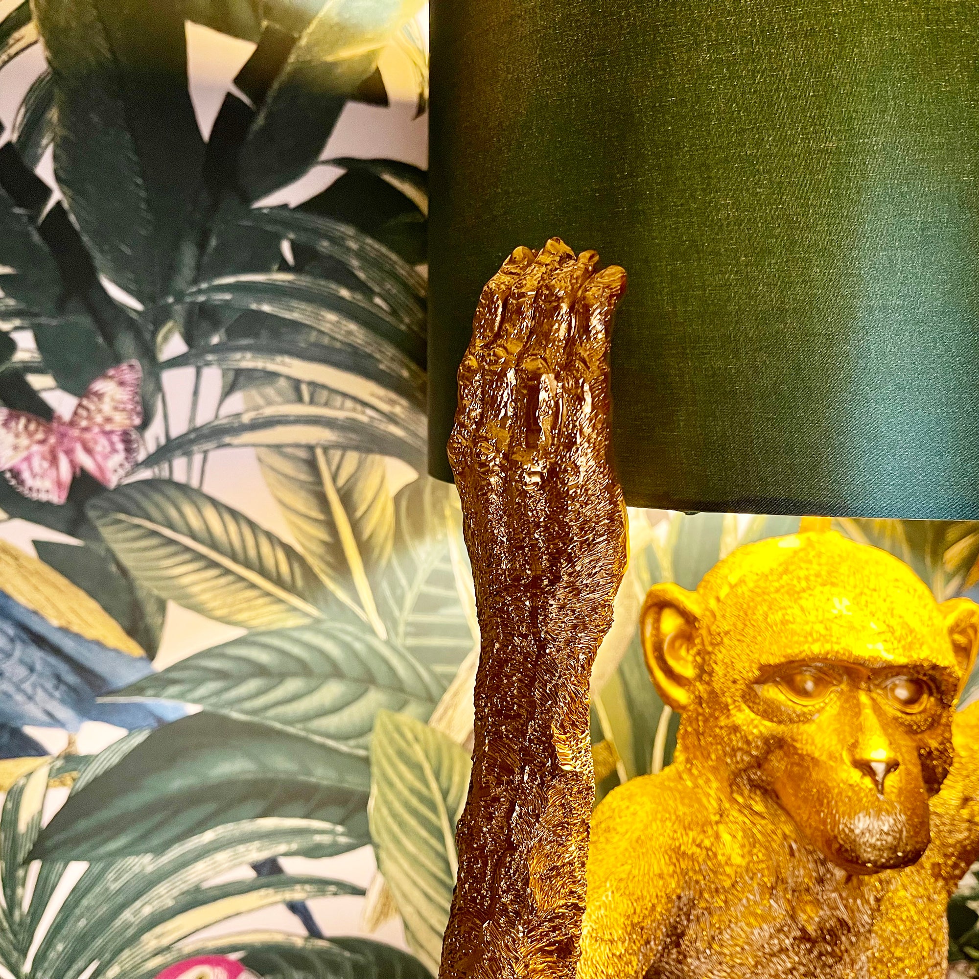 Large Gold Chimp Lamp