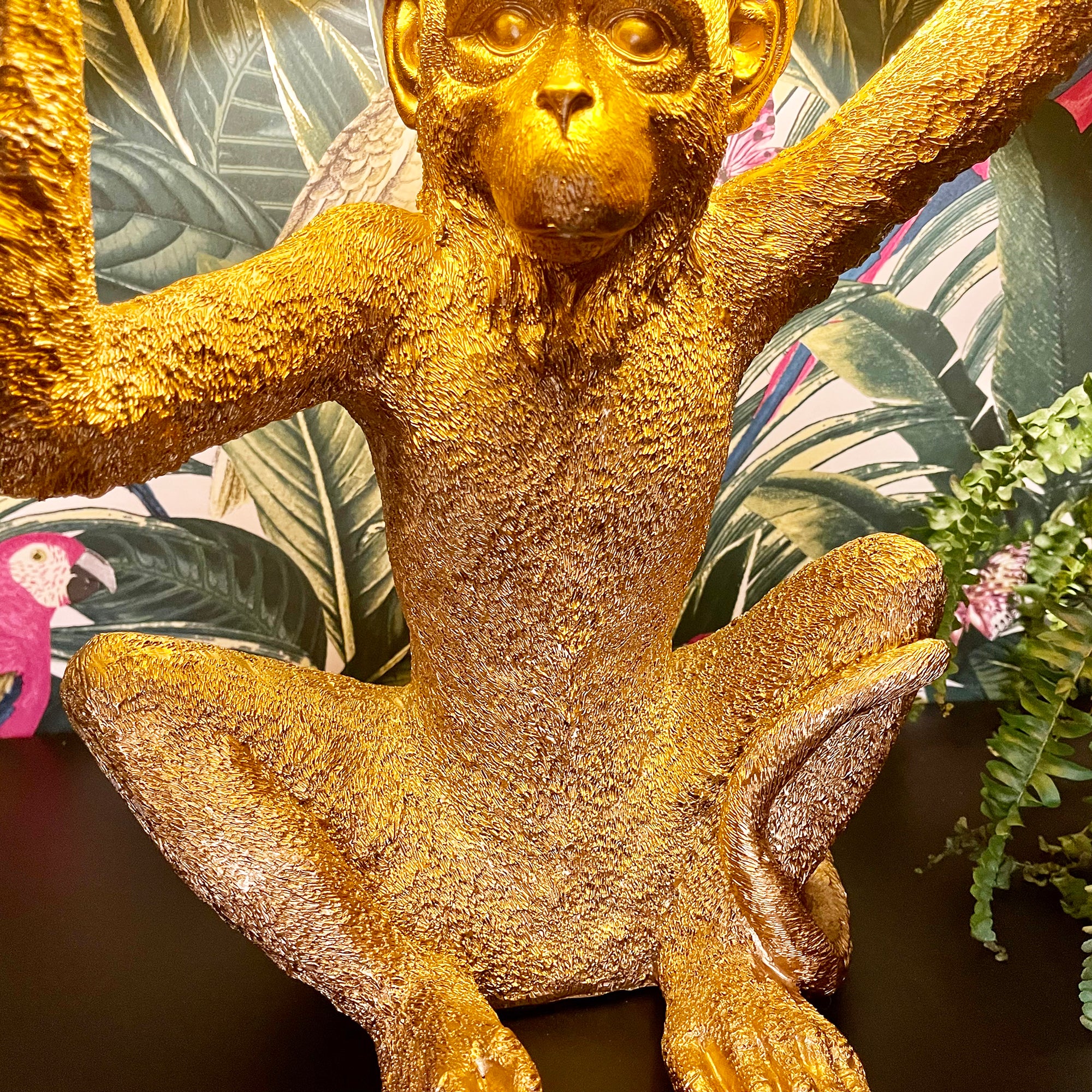 Large Gold Chimp Lamp