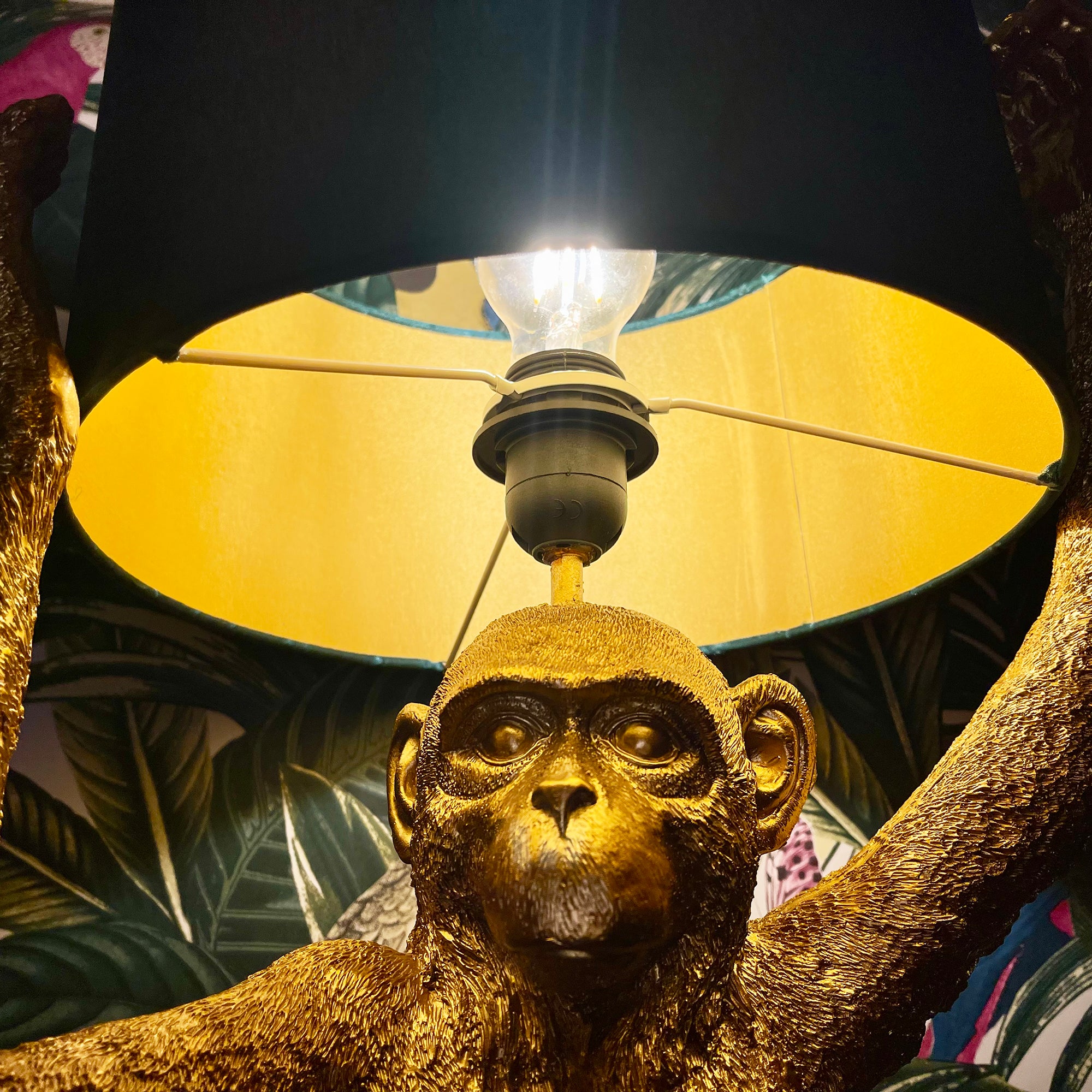 Large Gold Chimp Lamp
