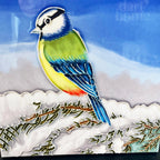 Winterliche Blaumeise-Keramikfliesen-Wandkunst