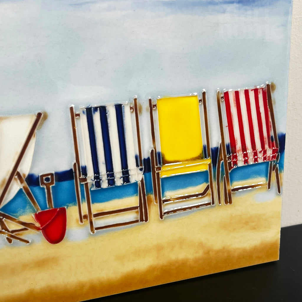 Lounging On The Beach Ceramic Tile Wall Art