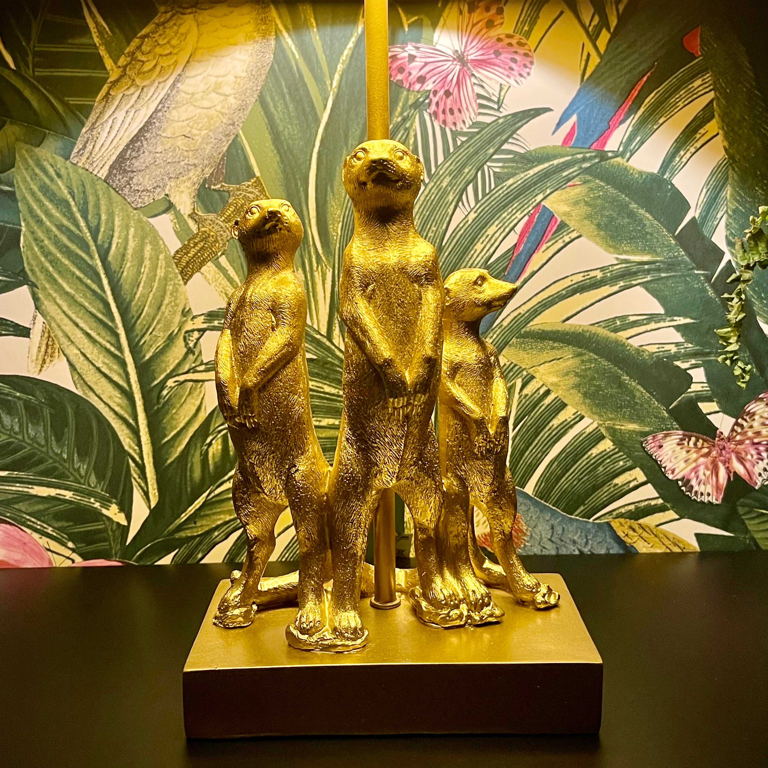 Large Gold Standing Meerkat Mob Table Lamp