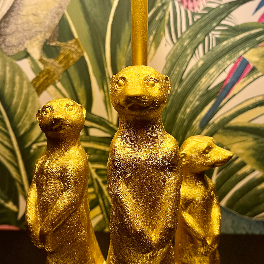 Große goldene Erdmännchen-Mob-Tischlampe
