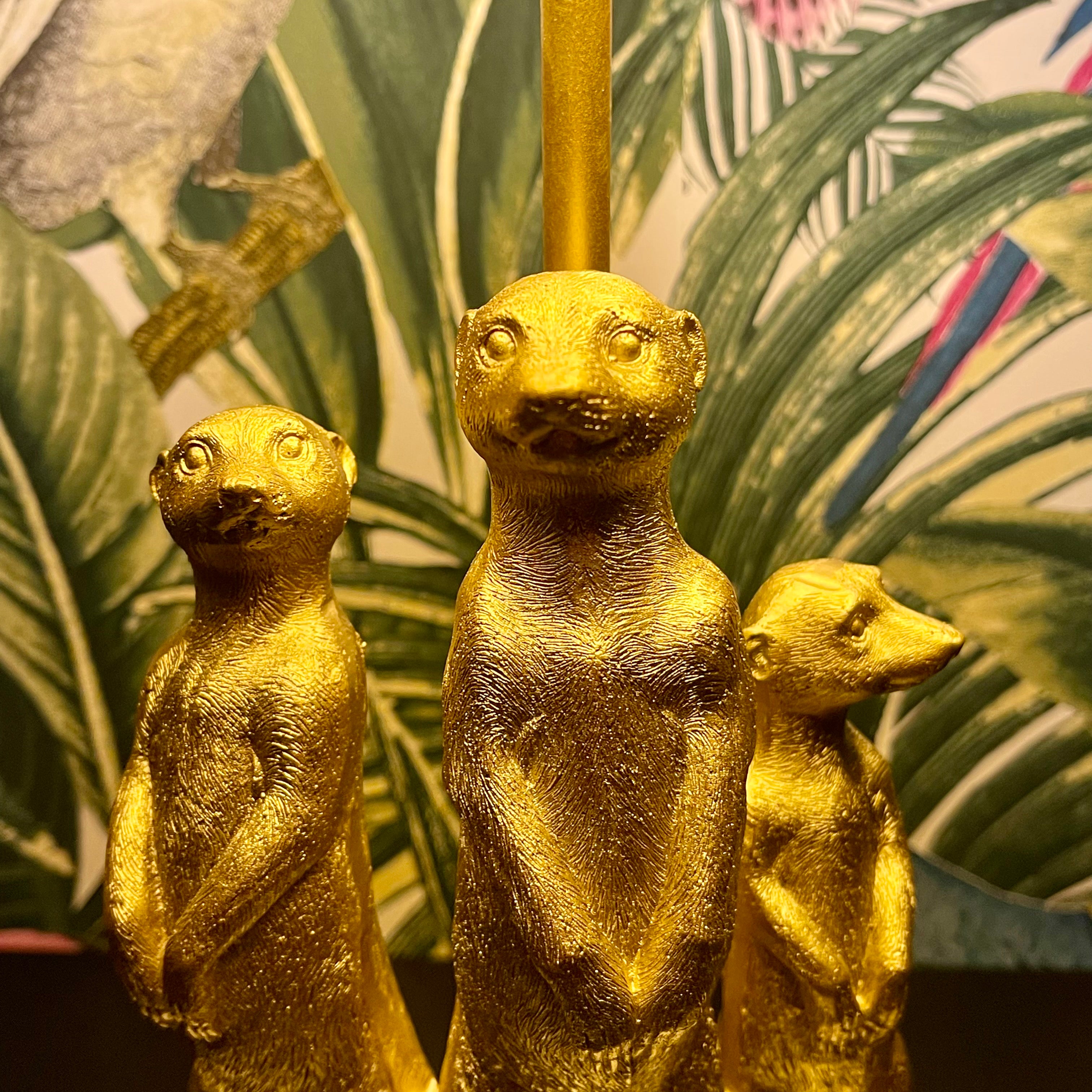 Large Gold Standing Meerkat Mob Table Lamp
