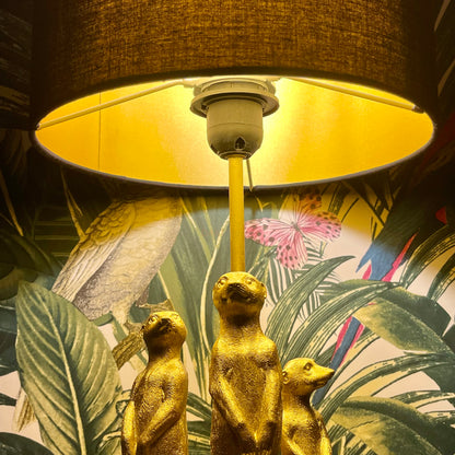 Large Gold Standing Meerkat Mob Table Lamp