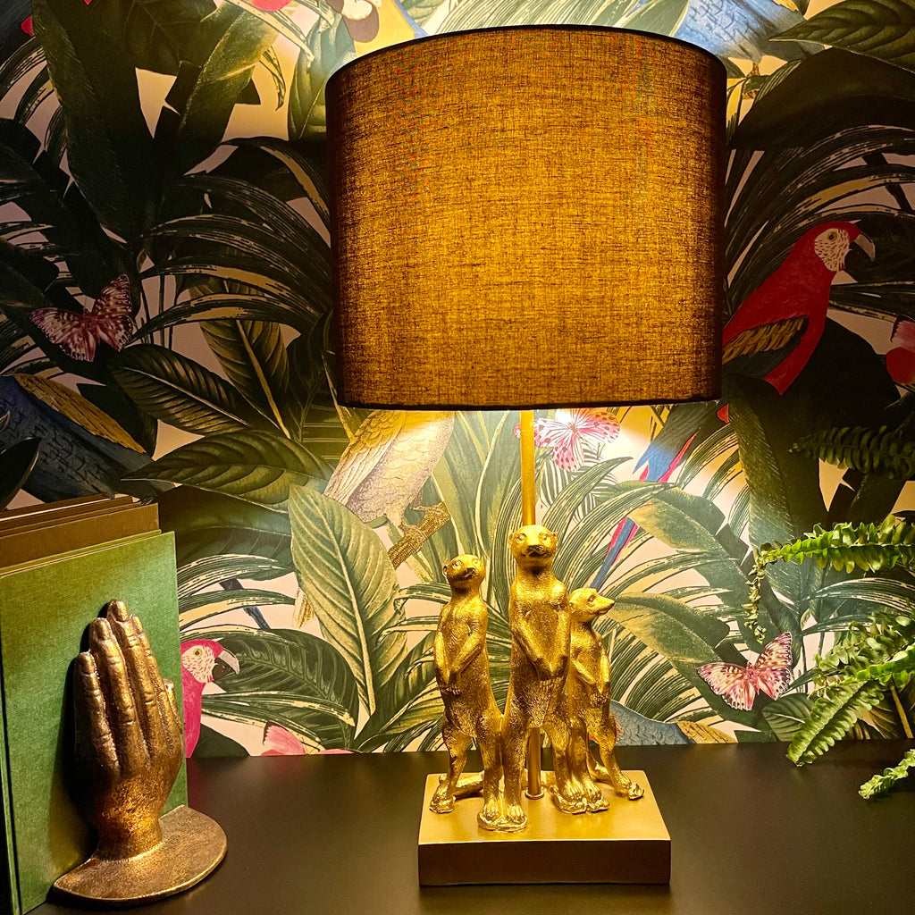 Große goldene Erdmännchen-Mob-Tischlampe