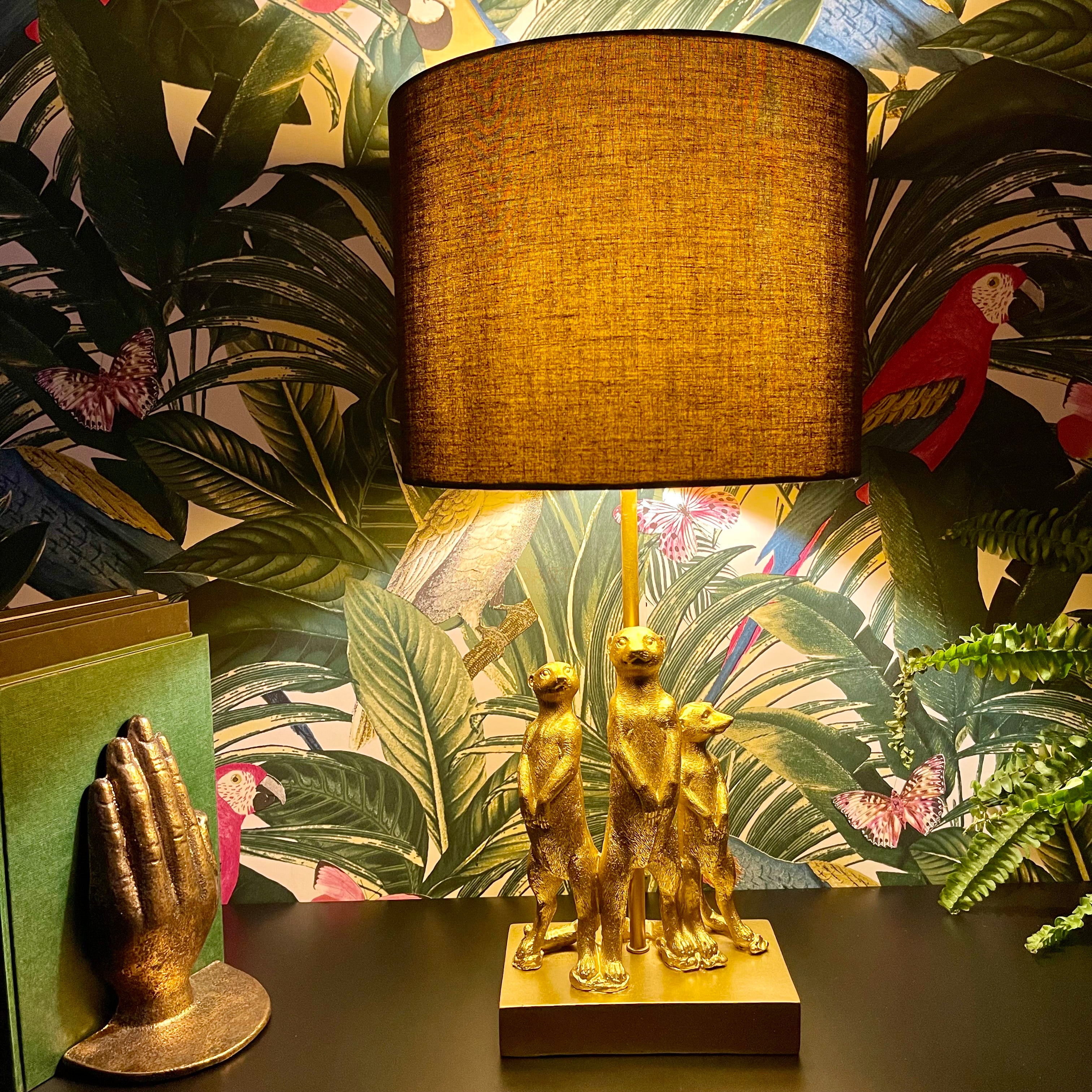 Large Gold Standing Meerkat Mob Table Lamp