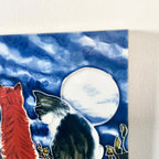 Ceramic Tile Wall Art - Whispering Cats At Night