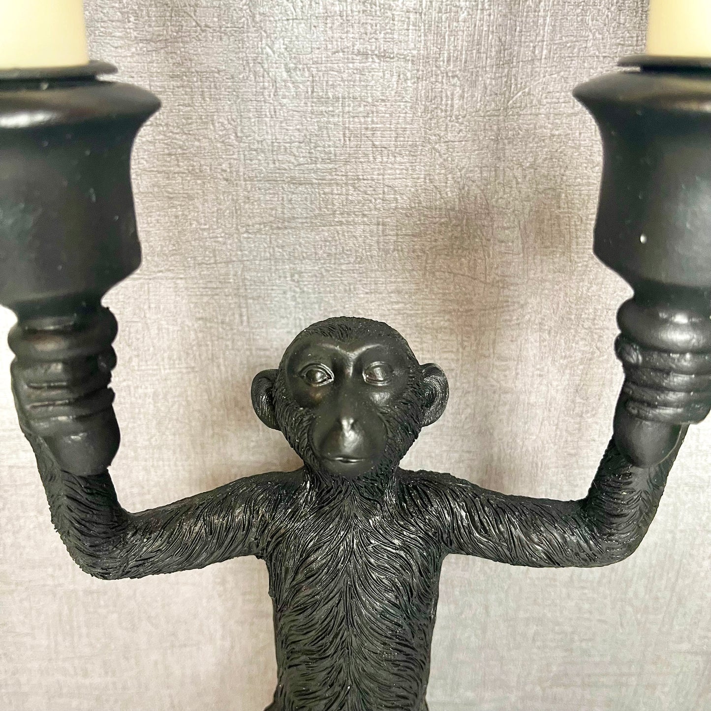 Black Monkey Double Candlestick Holder