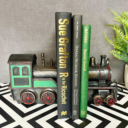 Resin Train Bookend Set