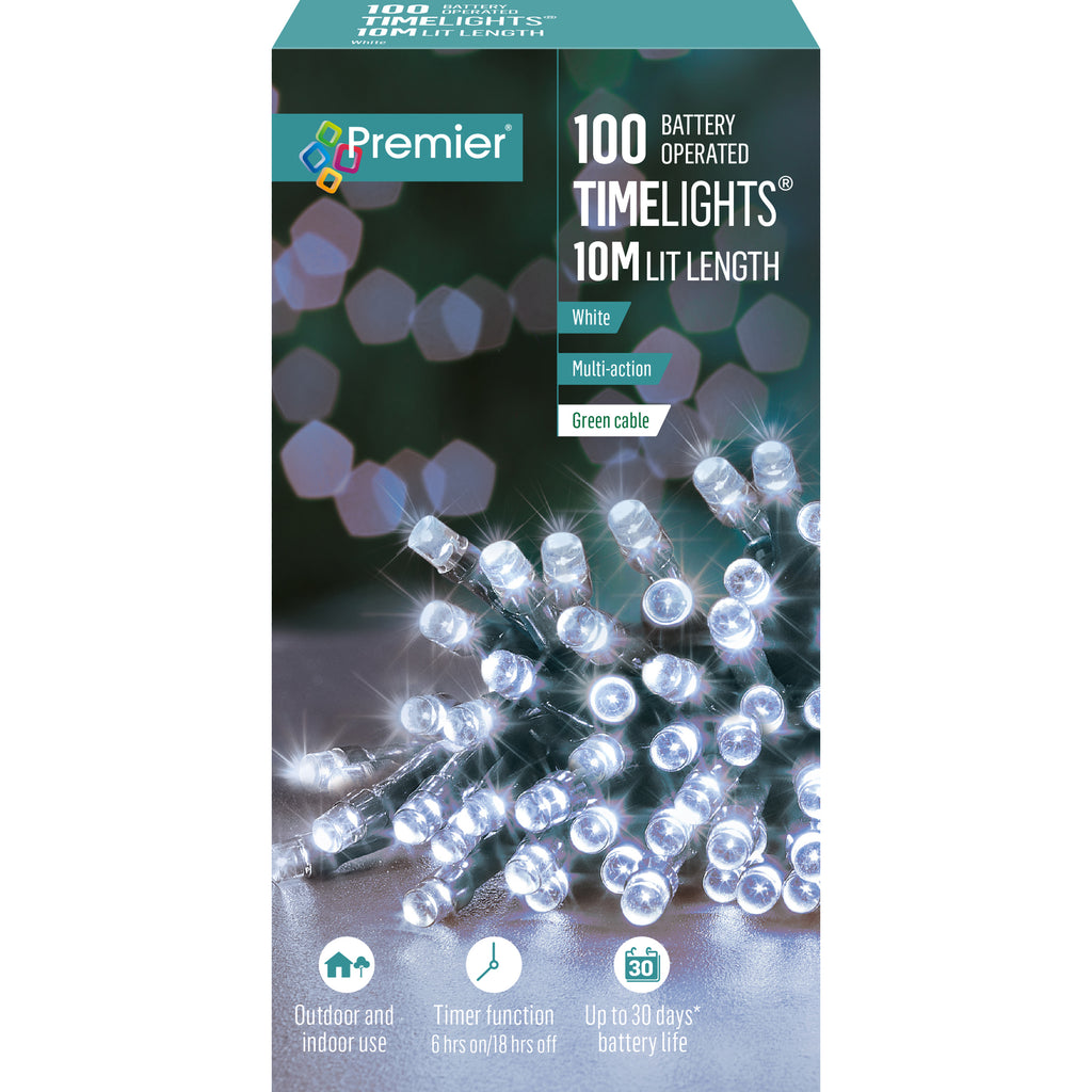 100 x Battery Powered White LED Christmas Tree Lights