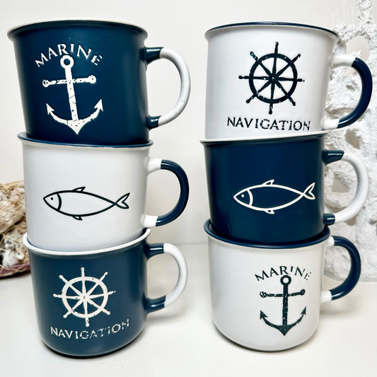 6 Piece 400ml Nautical Mugs