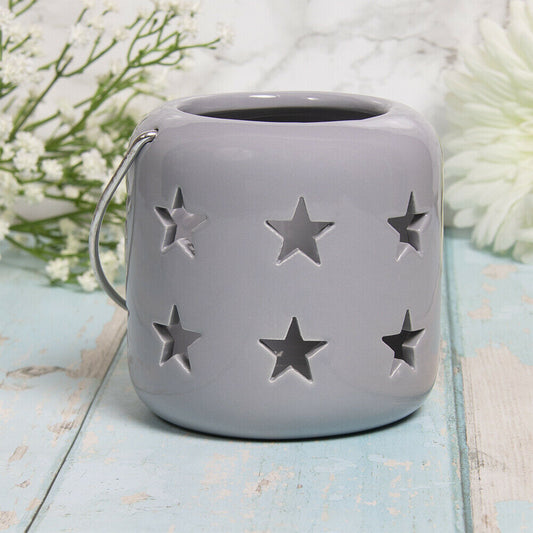 Grey Star Candle Lantern 10cm