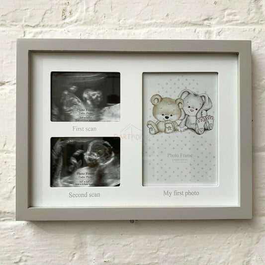 Neutraler Baby Scan &amp; First Bilderrahmen zur Wandmontage, 30 cm