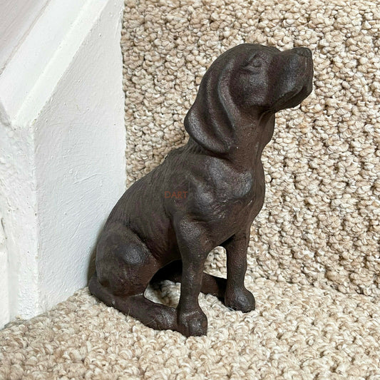 Cast Iron Sitting Dog Doorstop Ornament 15cm