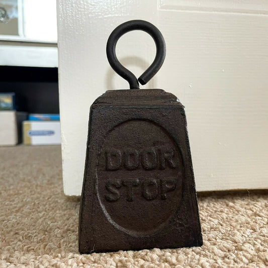 Cast Iron Black Square Block Weight Doorstop 15cm